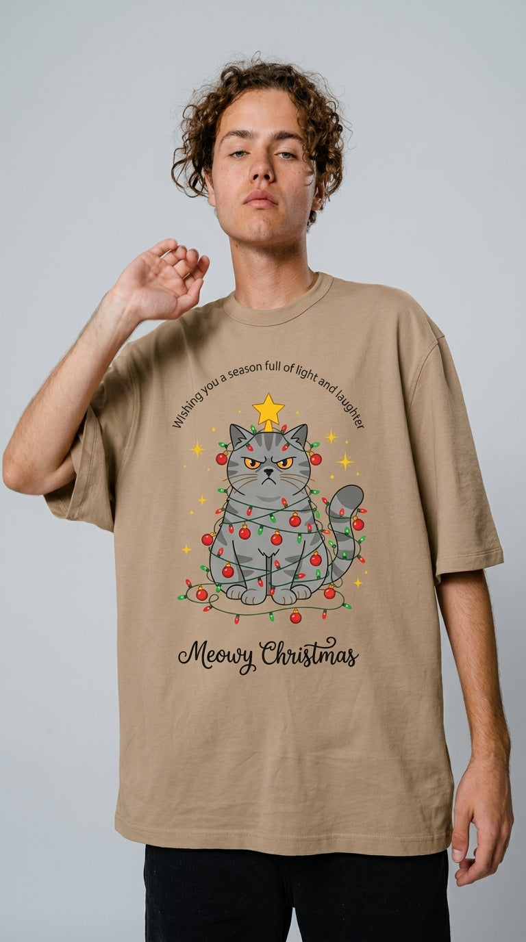 Cute Christmas Cat T-Shirt, Festive Cat Graphic Tee, Holiday Cat Shirt,